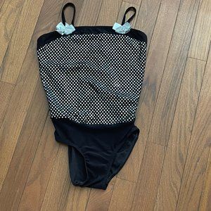 Wolff Fording Black Silver Gem Bow Dance Leotard Size 12C